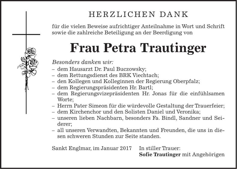 Traueranzeige Petra Trautinger