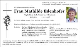 Traueranzeige Mathilde Edenhofer