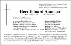 Traueranzeige Eduard Aumeier