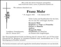 Traueranzeige Franz Muhr