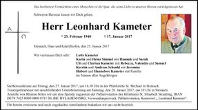 Traueranzeige Leonhard Kameter