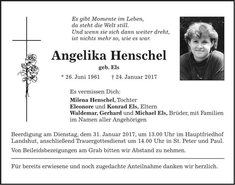 Traueranzeige Angelika Henschel