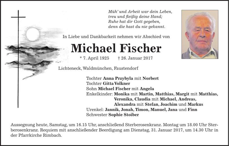 Traueranzeige Michael Fischer
