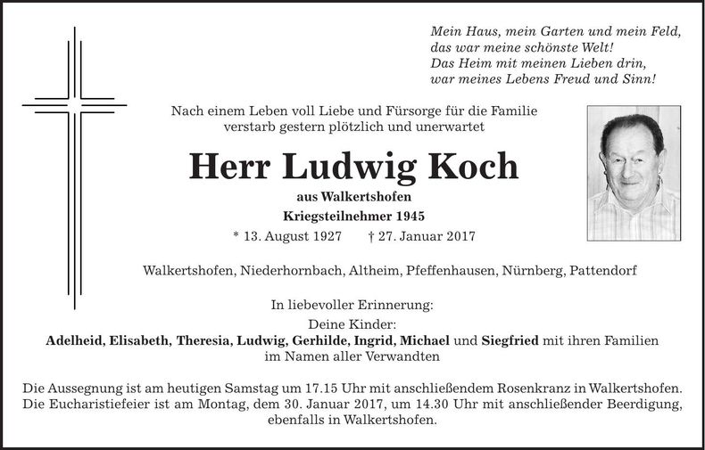 Traueranzeige Ludwig Koch