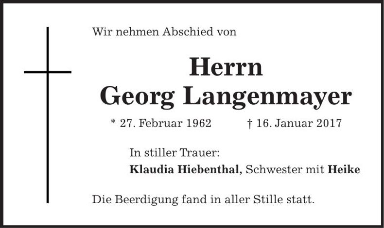 Traueranzeige Georg Langenmayer