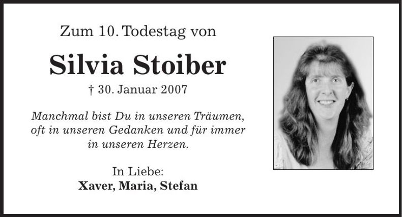 Traueranzeige Silvia Stoiber