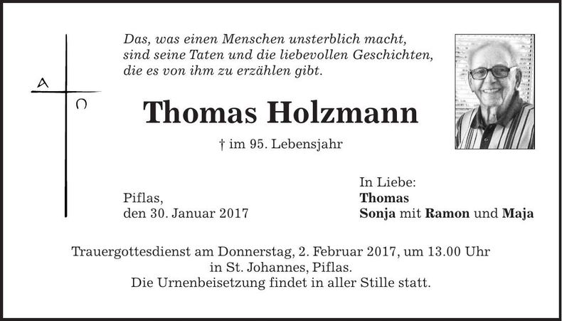 Traueranzeige Thomas Holzmann