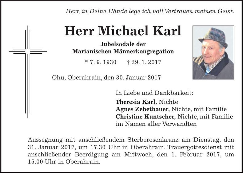 Traueranzeige Michael Karl