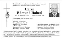 Traueranzeige Edmund Haberl