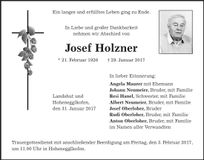 Traueranzeige Josef Holzner