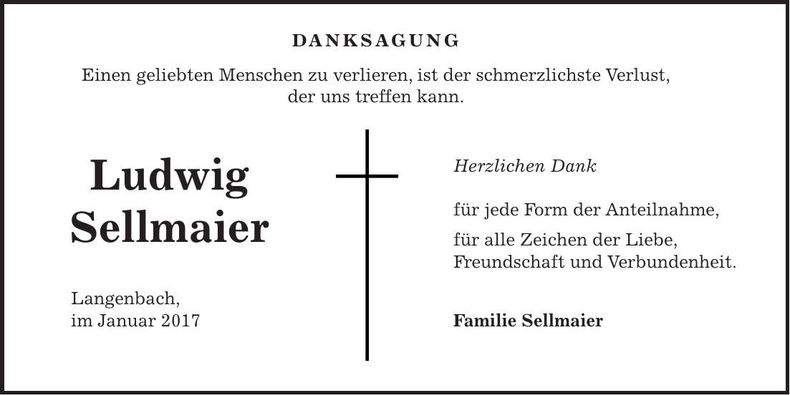 Traueranzeige Ludwig Sellmaier