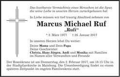 Traueranzeige Marcus Michael Ruf