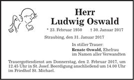 Traueranzeige Ludwig Oswald