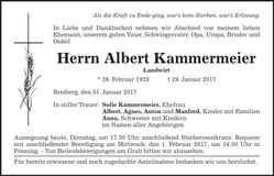 Traueranzeige Albert Kammermeier