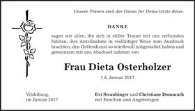 Traueranzeige Dieta Osterholzer