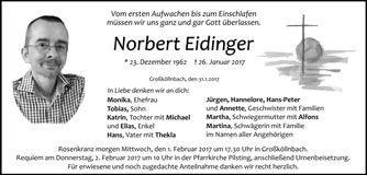 Traueranzeige Norbert Eidinger