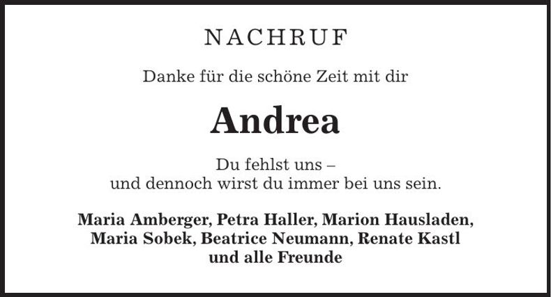 Traueranzeige Andrea Engert