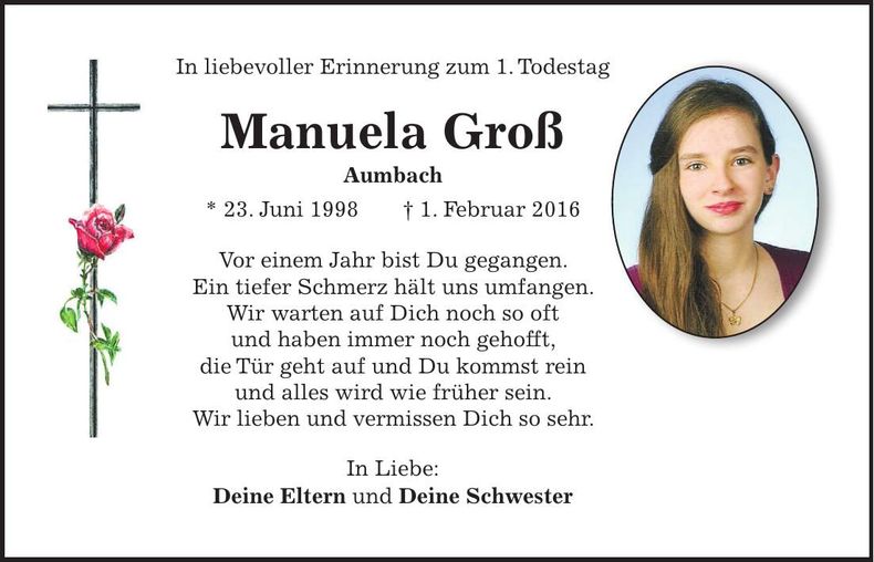 Traueranzeige Manuela Groß