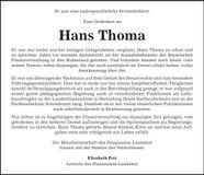 Traueranzeige Hans Thoma