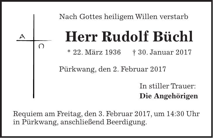 Traueranzeige Rudolf Büchl