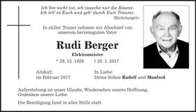 Traueranzeige Rudi Berger