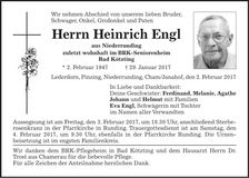 Traueranzeige Heinrich Engl