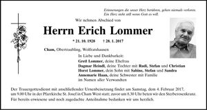 Traueranzeige Erich Lommer