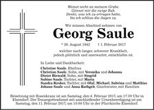 Traueranzeige Georg Saule