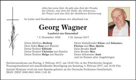 Traueranzeige Georg Wagner