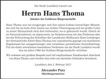 Traueranzeige Hans Thoma