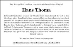 Traueranzeige Hans Thoma