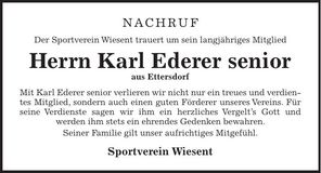 Traueranzeige Karl Ederer