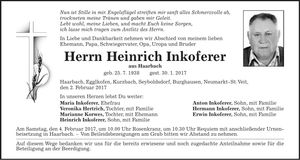 Traueranzeige Heinrich Inkoferer