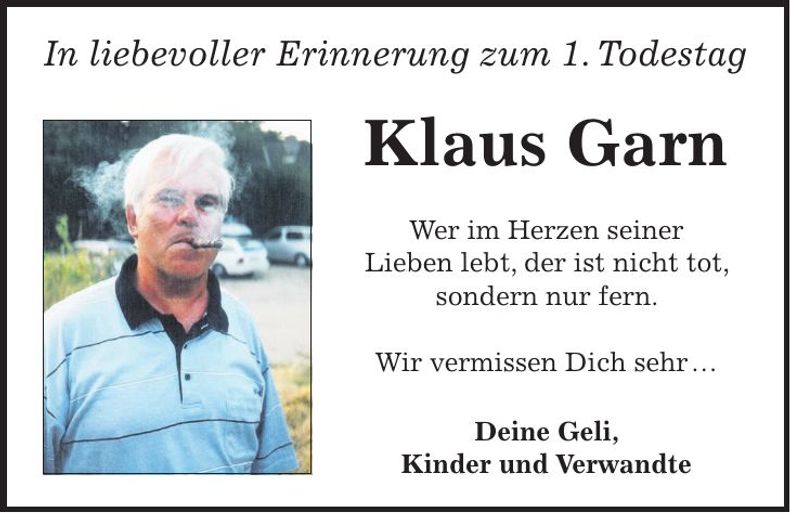 Traueranzeige Klaus Garn