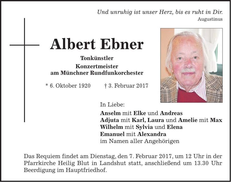 Traueranzeige Albert Ebner