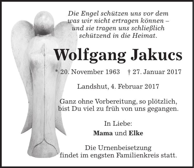 Traueranzeige Wolfgang Jakucs