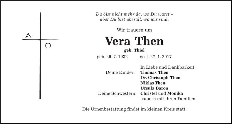 Traueranzeige Vera Then