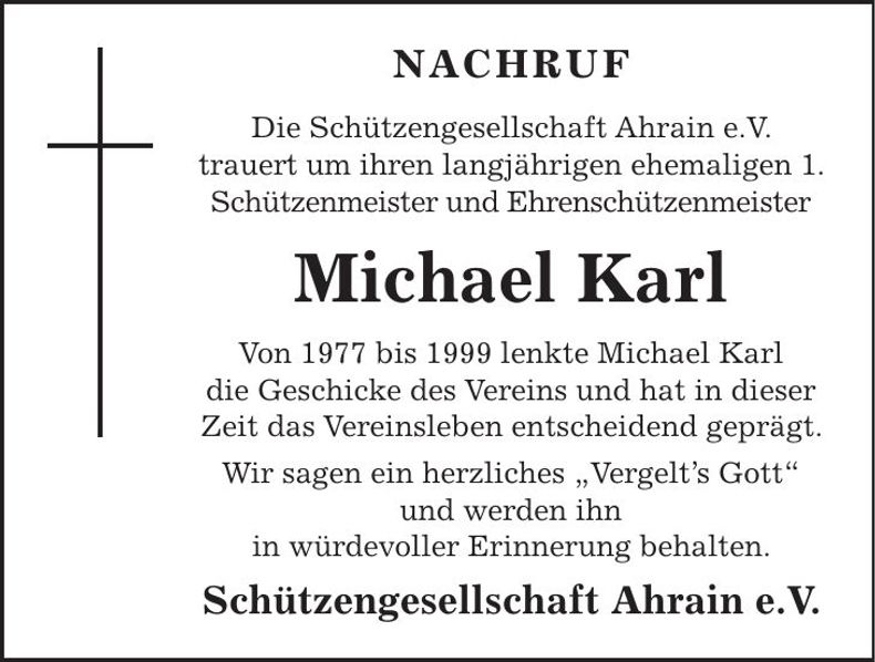 Traueranzeige Michael Karl