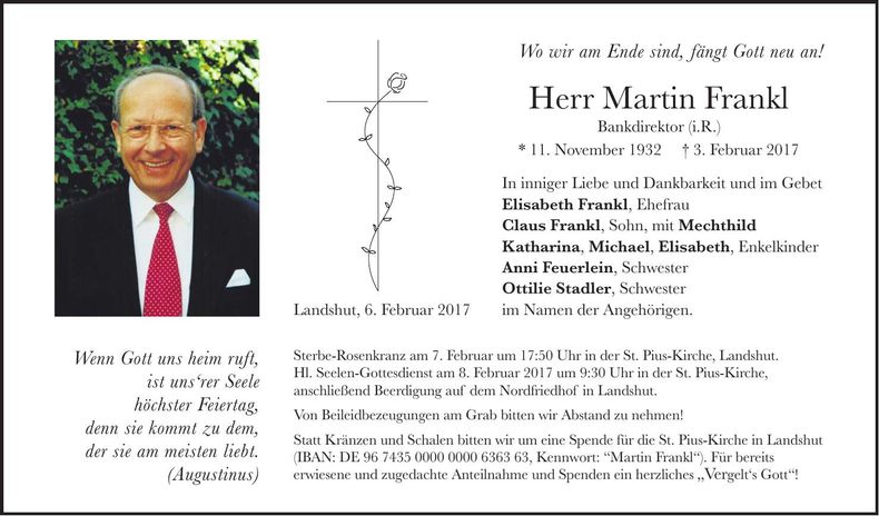 Traueranzeige Martin Frankl