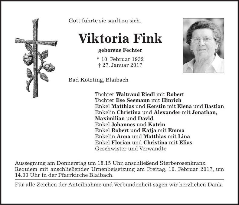 Traueranzeige Viktoria Fink