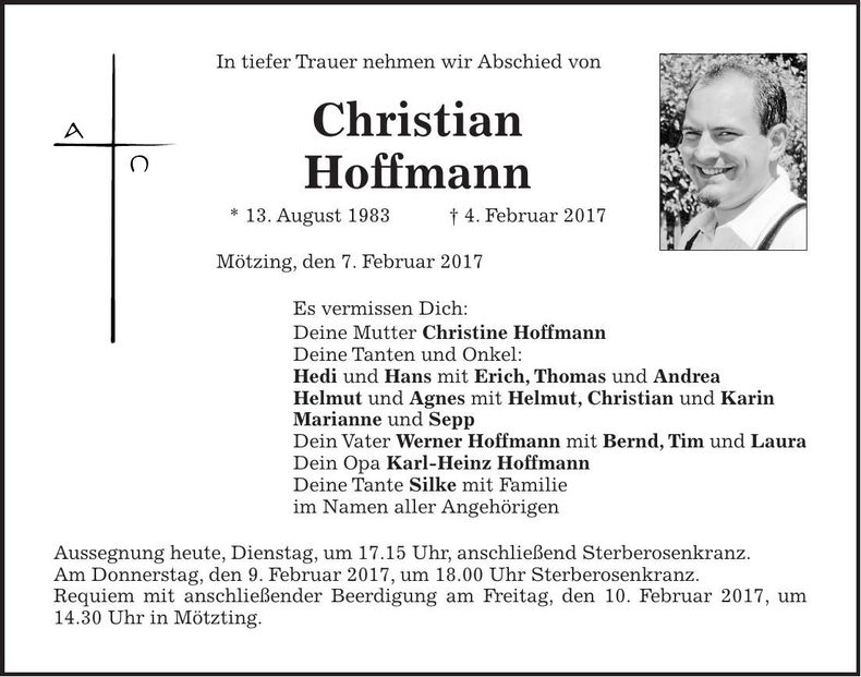 Traueranzeige Christian Hoffmann