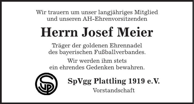 Traueranzeige Josef Meier