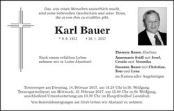 Traueranzeige Karl Bauer