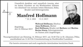 Traueranzeige Manfred Hoffmann