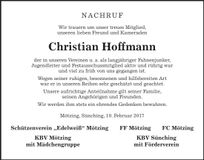 Traueranzeige Christian Hoffmann