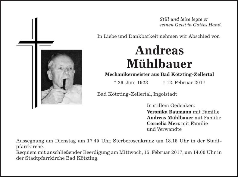 Traueranzeige Andreas Mühlbauer