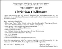 Traueranzeige Christian Hoffmann