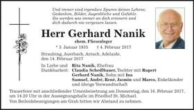 Traueranzeige Gerhard Nanik