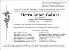 Traueranzeige Anton Galster