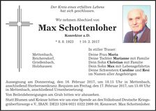 Traueranzeige Max Schottenloher